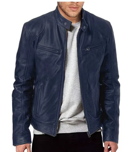 Chaqueta de Cuero Sintético para Hombre, Diseño Nuevo, Estilo Motero, Ajustada, con Cierre, Transpirable, Resistente al Viento e Impermeable, para Otoño e Invierno - Product Image 2