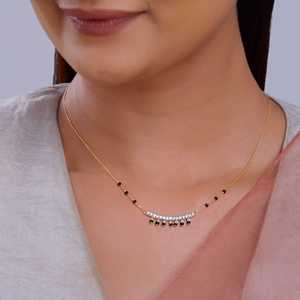 Elegante Collar Mangalsutra de Oro con Diamantes Cultivados en Laboratorio para Mujer, para Bodas, Fiestas, Compromisos y Regalos, Moderno - Product Image 4