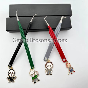 Pinces à extensions de cils de différents styles et avec différentes finitions en poudre, découpe en forme de cœur avec porte-clés Halloween personnalisés, outils de beauté - Product Image 5