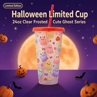 Gobelet d'Halloween personnalisé avec logo, 24 oz, en plastique avec couvercle et paille, sans BPA, réutilisable, motif tête de mort, pour fêtes, vente en gros