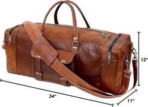 Bolsa de lona de cuero hecha a mano para hombre, equipaje de viaje de cuero genuino, fin de semana, durante la noche, bolsa de gimnasio, proveedor mayorista - Product Image 2