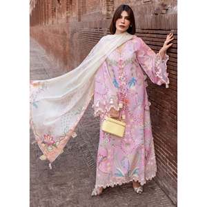 Conjunto de Camisa de Verano de Seda Estampada y Bordada con Dupatta y Pantalones - BIC-064 - Product Image 2