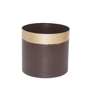 ถังเหล็กทรงกลมสีน้ำตาลเข้มสำหรับตกแต่งบ้านและห้องนั่งเล่น - Product Image 1