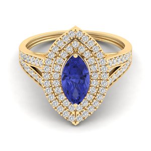 Reyes แหวนหมั้นเพชรทอง14K 18K สำหรับผู้หญิงอัญมณี Tanzanite แท้ทำด้วยมือ - Product Image 6