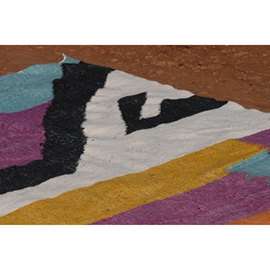 Alfombra Kilim hecha a mano marroquí, patrón rectangular abstracto colorido, tejido plano para sala de estar adolescente o pasillo, estilo moderno - Product Image 2