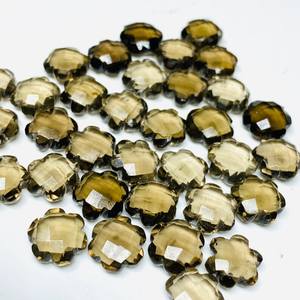 Piedra Preciosa Suelta de Cuarzo Ahumado Tallada a Mano en Forma de Flor de 10 mm para Joyería y Artesanía - Product Image 2