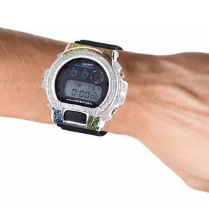 Montre à quartz de luxe pour homme avec boîtier en diamant Moissanite VVS de qualité supérieure, bracelet en caoutchouc personnalisé, bracelet en acier inoxydable, cadran en verre - Product Image 4