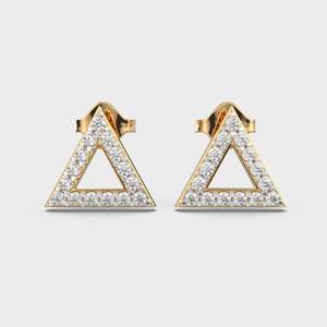 Pendientes de Triángulo Geométrico con Diamantes Chapados en Oro de 18K, Minimalistas, para Uso Diario, Unisex - Product Image 1