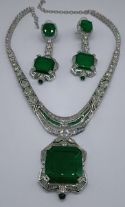 Conjunto de Collar y Aretes de Moda con Acabado Plateado de Alta Calidad y Piedras de Circonio Doble, Colección para Bodas y Fiestas para Mujer - Product Image 4