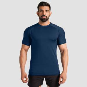 เสื้อยืดโพลีเอสเตอร์ 100% รุ่น Legacy สีเขียวอมฟ้า เนื้อผ้าถักน้ำหนักเบา เหมาะสำหรับออกกำลังกาย ดีไซน์แบบรัดรูป พิมพ์ลายซิลค์สกรีน  แบบเรียบ - Product Image 1