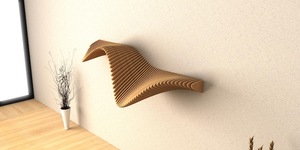 Installation facile Étagères flottantes Art déco incurvées Art mural en bois ondulé Cadeau d'anniversaire suspendu acoustique - Product Image 2