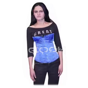 Longueur standard Overbust Acier Désossage Taille Formation Bleu Satin Sablier Corset Producteur Du Pakistan - Product Image 2