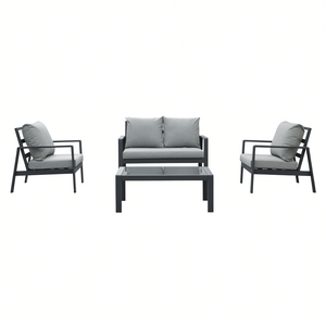 Amicasa STAR Juego de Muebles de Patio para 4 Personas, Aluminio y Poliéster en Gris BHR 10010 2 - Product Image 2