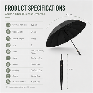 Paraguas de Golf con Marco de Fibra de Carbono, Capa Única, Tela Impermeable 280T, Resistente al Viento de 60 mph, 8/16 Varillas, con Impresión de Logotipo - Product Image 2