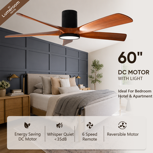 Modern Ceiling Fan with <b>Light</b> 60 Inch,Flush Mount Wood Fan with Remote Control for Bedroom Living Room - Product Image 1