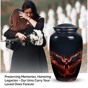Grande urne funéraire Black Phoenix pour cendres d'adultes, urnes funéraires pour hommes et femmes, urne décorative pour cendres humaines, restes de cendres - Product Image 3