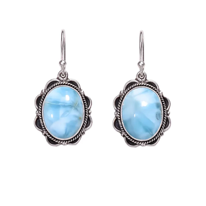 ต่างหู Larimar ขายส่งเครื่องประดับที่ดี925เงินสเตอร์ลิงเครื่องประดับทำเองต่างหูเงินทำด้วยมือของขวัญแบบห้อยสำหรับเธอ - Product Image 1