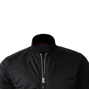 Concevez votre propre logo Veste bomber décontractée pour homme en tissu uni d'automne Service OEM Léger Col montant Fermeture éclair Noir - Product Image 6