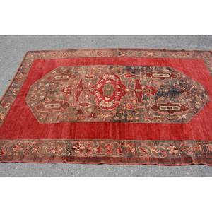 Alfombra clásica de lana rojo Beige de 4,9x7,9 pies Vintage turco área grande tejido plano Patchwork para decoraciones de sala de estar látex - Product Image 3