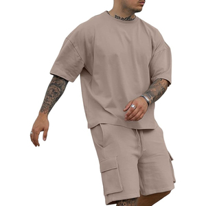 Coton de base de qualité supérieure hommes ensembles courts col rond manches courtes hommes ensemble court - Product Image 2