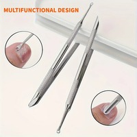 Pousse-cuticules double face en acier inoxydable, lime à ongles antidérapante avec tête biseautée circulaire pour éliminer les peaux mortes