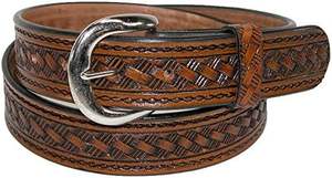 Cinturón de cuero repujado hecho a mano genuino para hombre con hebilla occidental vintage - Product Image 5