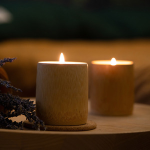 Bougies de pièce maîtresse de luxe pour les centres de table de fête de Noël décorations de table de bougies en bambou naturel - Product Image 4