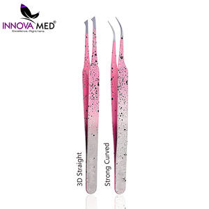 Pince à cils de haute qualité en acier inoxydable premium, pinces à cils faites à la main, antidérapantes, à pointes courbes et droites, outil professionnel - Product Image 2