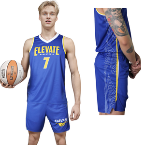 Uniforme de Baloncesto Sublimado con Impresión de Bajo Pedido Mínimo, Tela 100% Poliéster, Ropa de Baloncesto de Talla Grande, Personalizable con Nombre/Número - Product Image 1