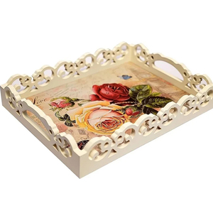 Plateau de service en bois fait à la main d'excellente qualité de couleur blanche pour la maison hôtel fêtes serveur de table disponible au prix de gros - Product Image 1