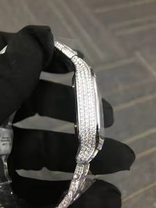 <b>Mens</b> Luxury Formal Business Watch with Quartz Movement Square Alloy Case Stainless Steel Band Moissanite Diamond - Product Image 4