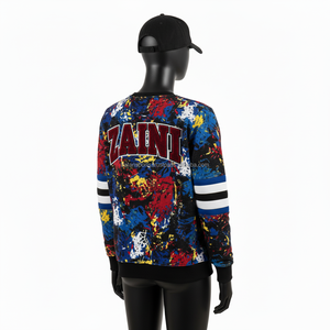 Sweat-shirt en molleton de coton épais pour femmes, imprimé multicolore, manches longues, logo brodé personnalisé, sweatshirts respirants pour femmes - Product Image 4