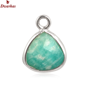 Charmes classiques en argent sterling 925 avec pierre précieuse amazonite, accessoires pour bracelet, pendentif, collier, en stock - Product Image 1