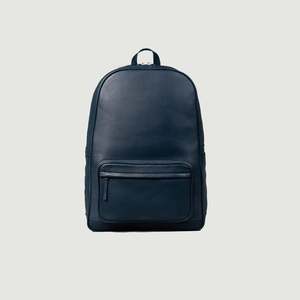 Midnight Blue Men's the Philos Leather <b>Backpack</b> Genuine Leather with Vintage Style Zipper Closure <b>Waterproof</b> Polyester Lining - Product Image 1