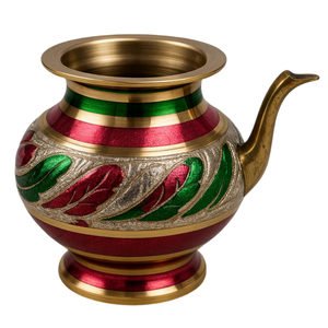 Lota en laiton pur vintage de haute qualité avec peinture rouge et verte et finition polie pour une utilisation en cuisine, lota en laiton arabe antique - Product Image 1