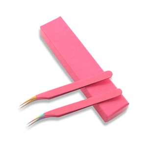 Organisateur de pinces à cils en acier inoxydable japonais, poignée diamantée, pointe en fibre, pinces à cils pour extensions de cils avec emballage en boîte - Product Image 5
