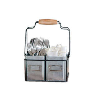 Cutlery Holder & Galvanized <b>Utensils</b> Serve ware Holder With Stand Basket <b>Kitchen</b> Condiment Organizer at Direct Factory Prices - Product Image 1