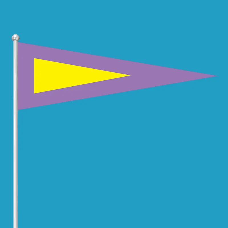 Benutzer definierte gelbe Unterseite blaue Grenze Dreieck Flagge Zahlen-Generation 1 Flagge Polyester gedruckt internat ionale Signal flagge