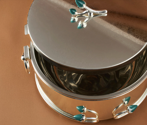 Nouveauté : Casserole ronde moderne en acier inoxydable avec motif tulipe verte pour usage domestique, hôtelier et restaurantier – Écologique - Product Image 2