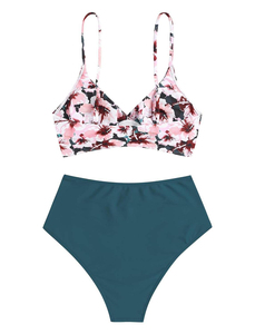 ชุดว่ายน้ำเซ็กซี่ทรงกากบาทด้านหน้าคอวีลึกสำหรับผู้หญิงสายรัดปรับได้พิมพ์ลายไซส์ใหญ่พิเศษระบายอากาศได้สำหรับผู้หญิง - Product Image 5