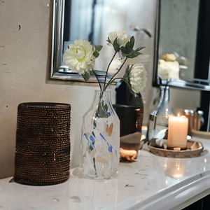 Maceta moteada transparente, jarrón cilíndrico de vidrio, florero de elección de tamaño múltiple, centro de mesa, decoración del hogar, maceta de interior artificial de lujo - Product Image 4