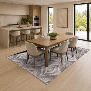 Tapis de salon en chenille gris argenté vintage oriental imprimé numériquement, lavable en machine, antidérapant, vente en gros RUGS DEPOT LXDP-0237 - Product Image 4