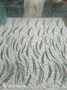 Best Price 100% Polyester Luxury Beaded <b>Fabric</b> with Zircon Handmade Indian Supplier Garments Making Woven and Mesh Pattern - Product Image 2