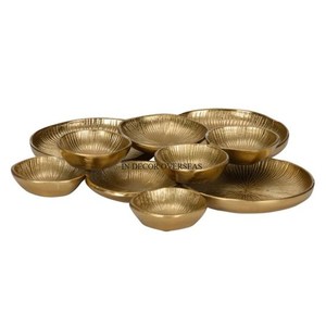 Set 2 Aluminum Casted High Grade Gold Plated Large Shape Bowls Heat Resistant Serving Dry Fruits Chocolate for Home Hotel <b>Table</b> - Product Image 5