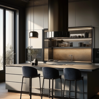Set Lengkap Kabinet Dapur Modern Stainless Steel Anti Api Anti Rayap Desain Villa