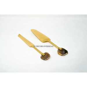 ช้อนตักเค้กโลหะชุบทองเกรดสูงมาใหม่ออกแบบเป็นรูปใบไม้ - Product Image 5