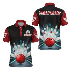 เสื้อโบว์ลิ่งเสื้อโบว์ลิ่งแบบแห้งเร็วเสื้อโปโลแบบซับลิเมชันสำหรับทีมผู้ใหญ่เสื้อฟิตเนสแขนสั้นเสื้อบริการ OEM - Product Image 3