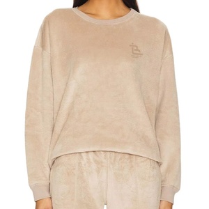 Jersey largo informal de Invierno para mujer, sudadera anticontracción, algodón suave, poliéster, forro de cristal, hombro caído frontal, cuello de gran tamaño - Product Image 1