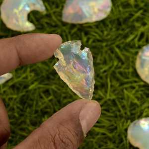 Natural Opalite Crescent Moon Star Heart Arrow Carving <b>Crystal</b> Healing Aura <b>Coating</b> Metaphysical Jewelry Pendant Charms Loose - Product Image 6