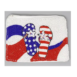 Chapeau de cow-girl blanc, pochette à monnaie perlée avec broderie noire et argentée, porte-monnaie fait main pour femmes et filles - Product Image 6